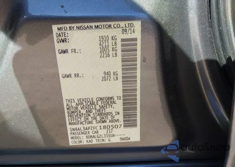 2015 Nissan Altima 2.5 S z USA, uszkodzony, nr VIN 1N4AL3AP2FC180507